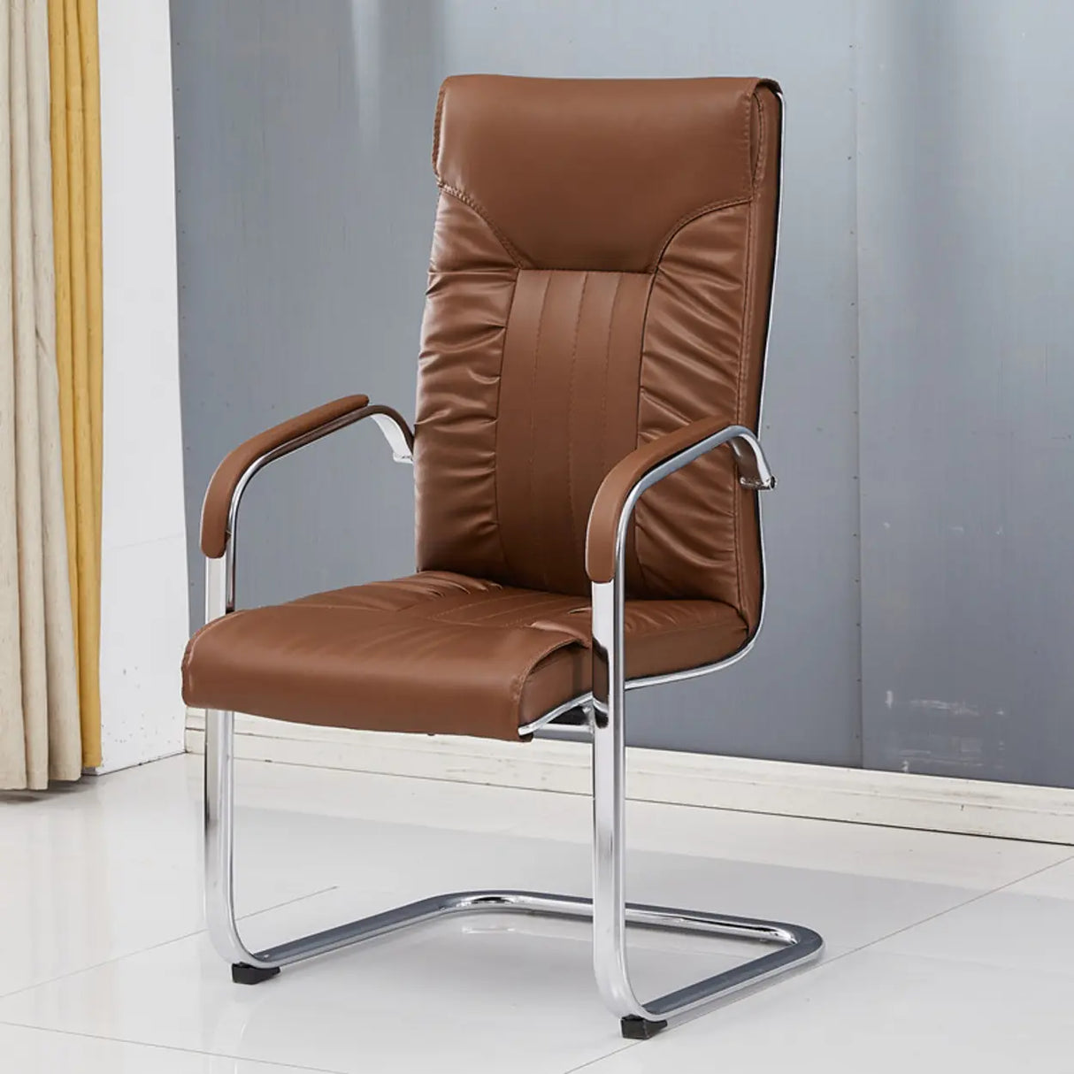 Trendy Calfskin Black Ergonomic Backrest Office Chair Image - 11