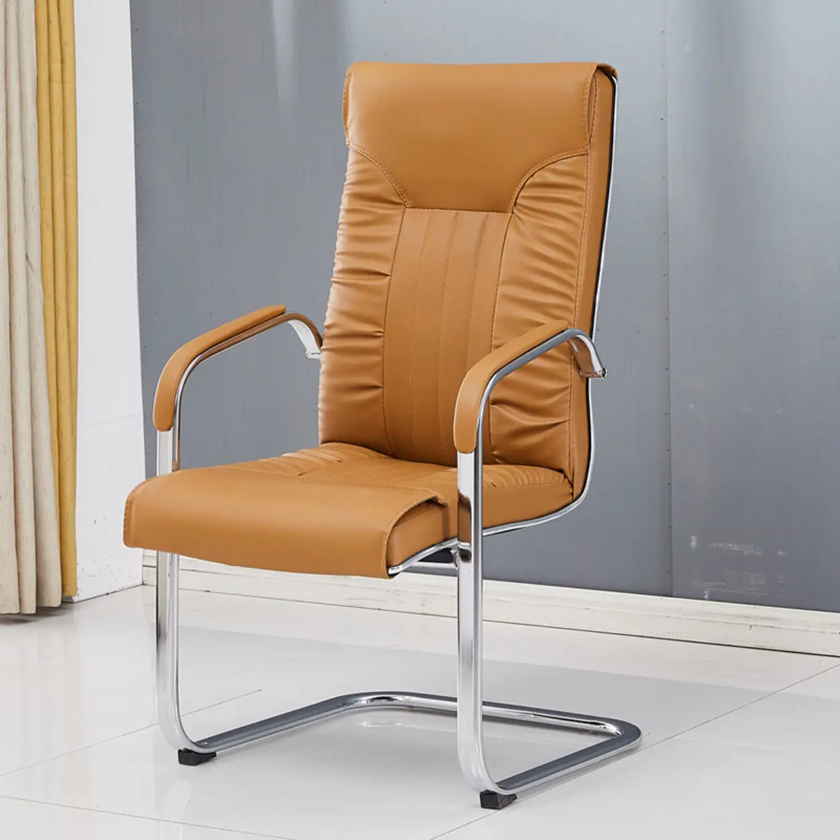 Trendy Calfskin Black Ergonomic Backrest Office Chair Image - 13