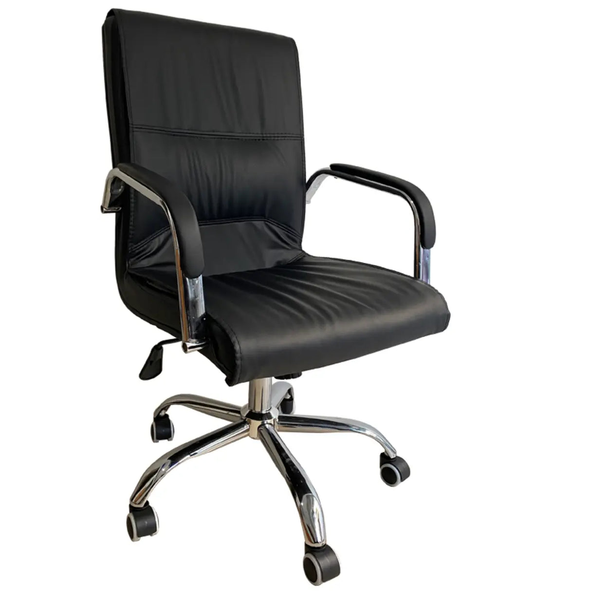 Trendy Calfskin Black Ergonomic Backrest Office Chair Image - 15