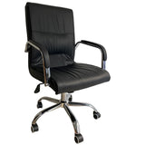 Trendy Calfskin Black Ergonomic Backrest Office Chair Image - 15