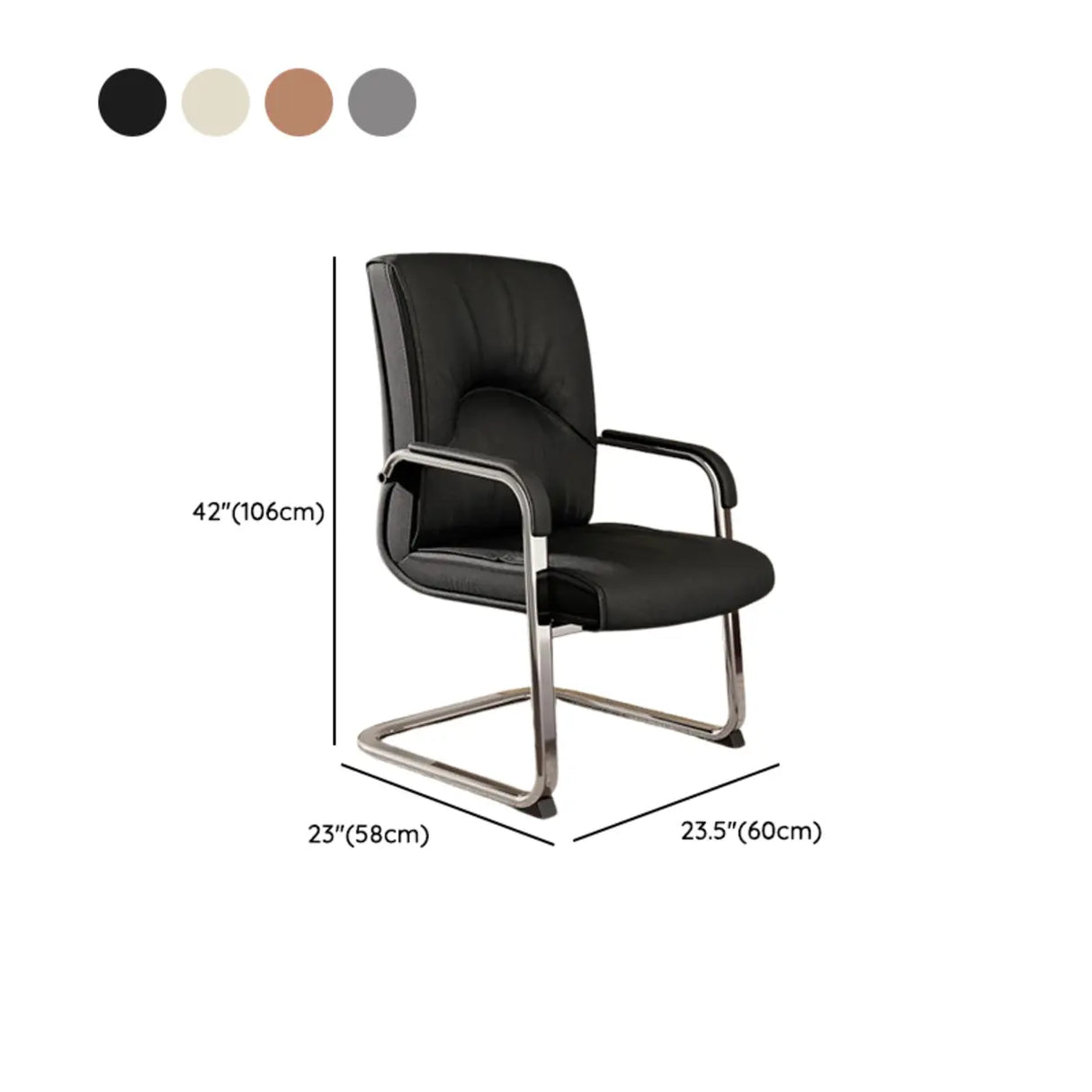 Trendy Calfskin Black Ergonomic Backrest Office Chair 