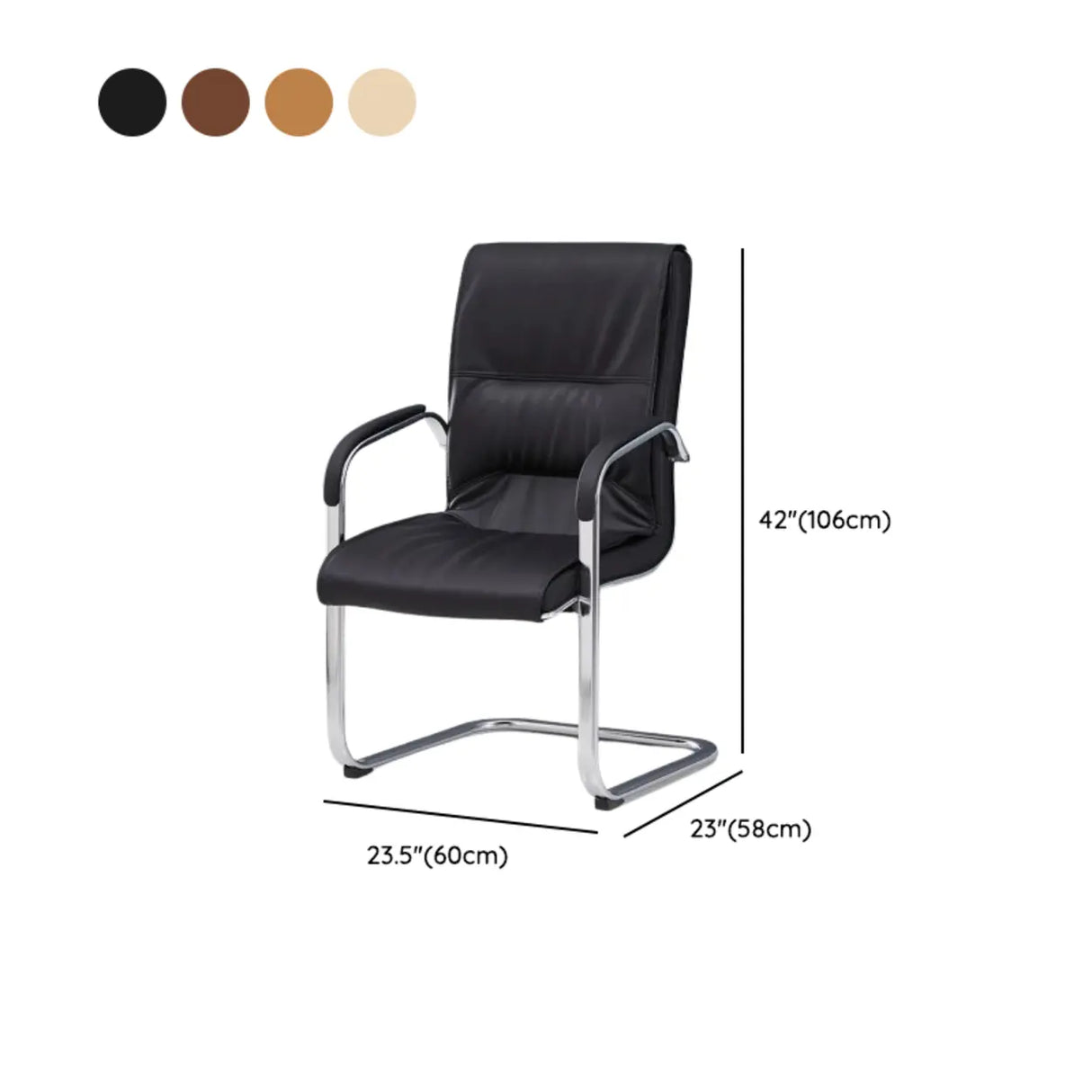 Trendy Calfskin Black Ergonomic Backrest Office Chair Image - 24