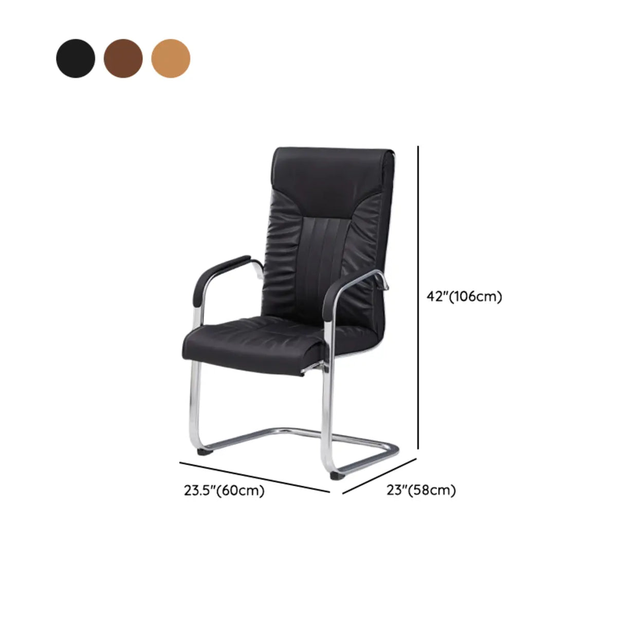 Trendy Calfskin Black Ergonomic Backrest Office Chair Image - 25