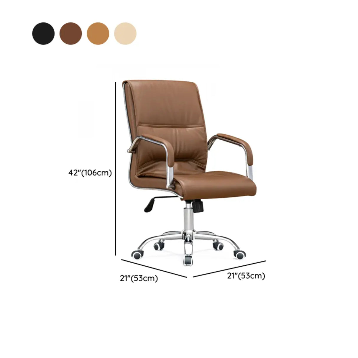 Trendy Calfskin Black Ergonomic Backrest Office Chair Image - 26