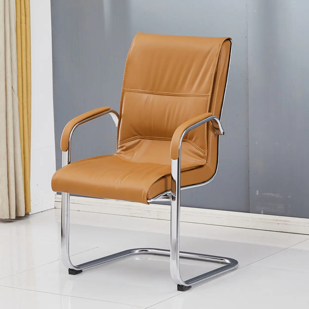 Trendy Calfskin Black Ergonomic Backrest Office Chair Image - 6
