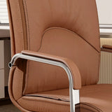 Trendy Calfskin Black Ergonomic Backrest Office Chair Image - 7