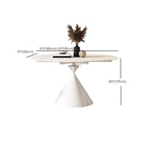 Trendy Circular Chalk White Slate Extendable Dining Table Image - 13