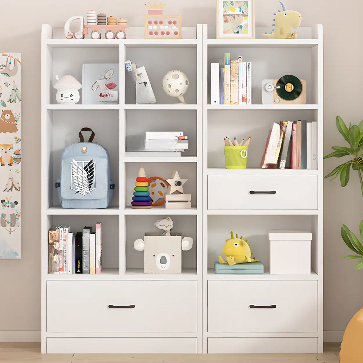 Trendy Closed Back Rectangle Wood Organizer Bookcase Image - 1