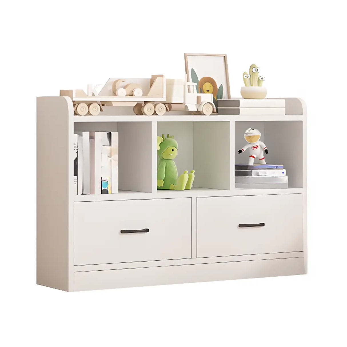 Trendy Closed Back Rectangle Wood Organizer Bookcase Image - 16