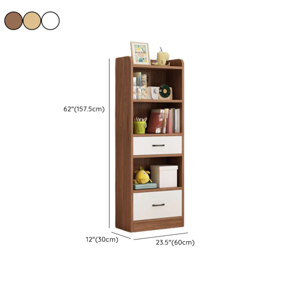 Trendy Closed Back Rectangle Wood Organizer Bookcase 