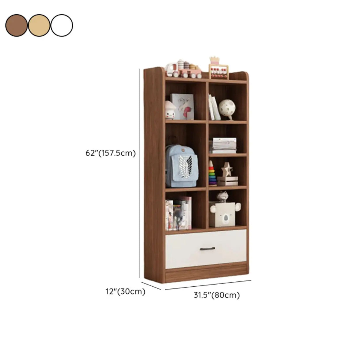 Trendy Closed Back Rectangle Wood Organizer Bookcase Image - 19