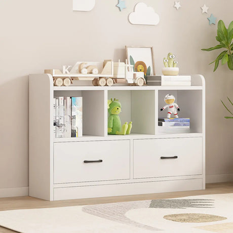 Trendy Closed Back Rectangle Wood Organizer Bookcase Image - 2
