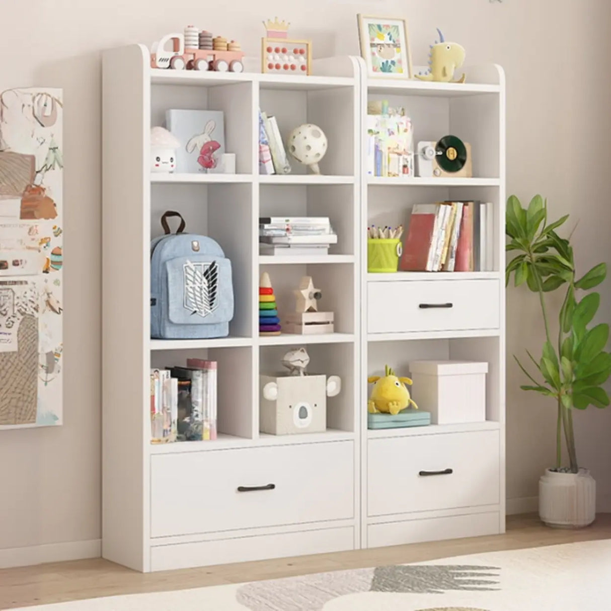 Trendy Closed Back Rectangle Wood Organizer Bookcase Image - 4