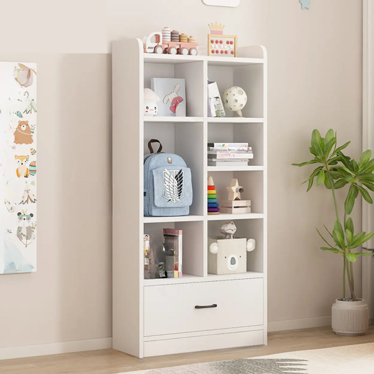 Trendy Closed Back Rectangle Wood Organizer Bookcase Image - 6