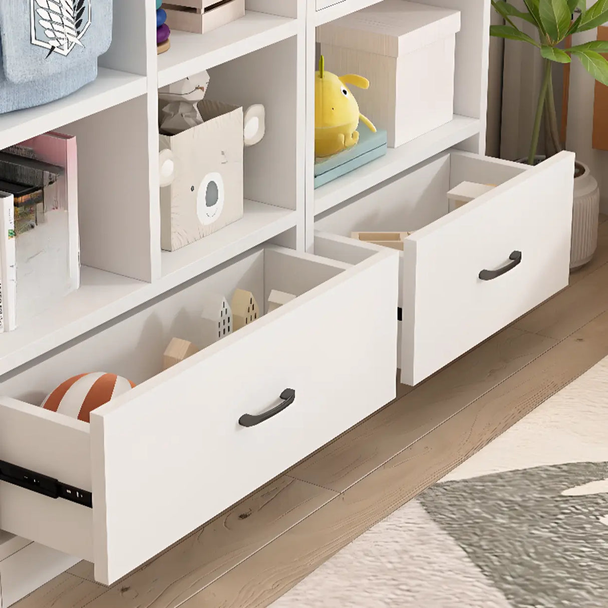 Trendy Closed Back Rectangle Wood Organizer Bookcase Image - 7
