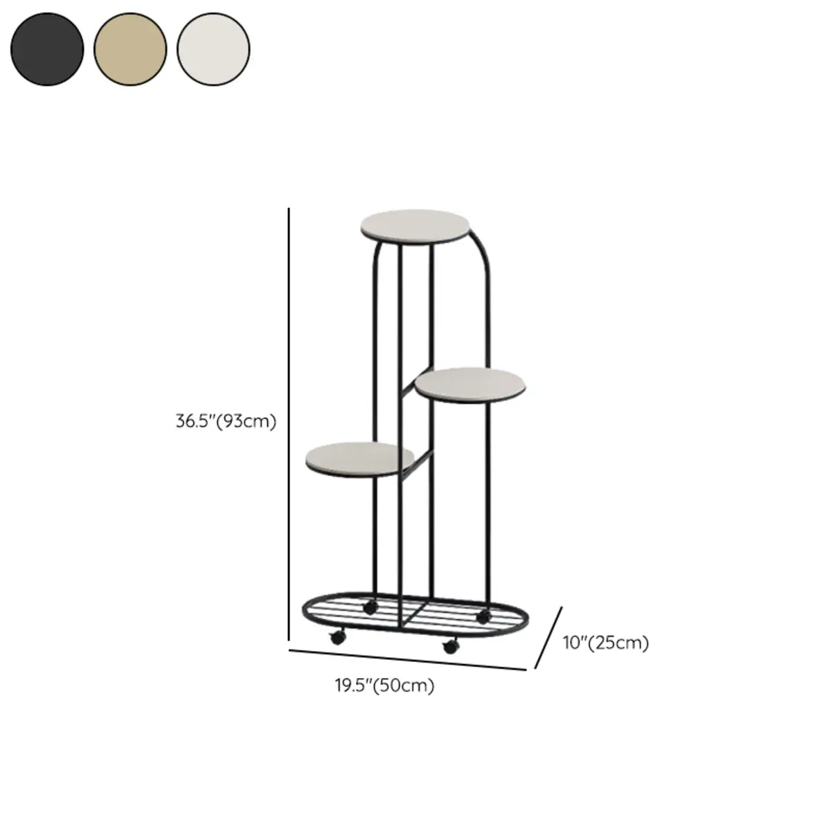 Trendy Curved Multi-Tiered Sliding Plant Stand Cream 