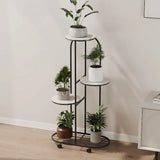 Trendy Curved Multi-Tiered Sliding Plant Stand Cream Image - 2