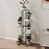 Trendy Curved Multi-Tiered Sliding Plant Stand Cream Image - 8