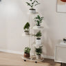 Trendy Curved Multi-Tiered Sliding Plant Stand Cream Image - 9