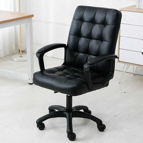 Trendy Ergonomic Leather Swivel Office Chair with Rollers Image - 1
