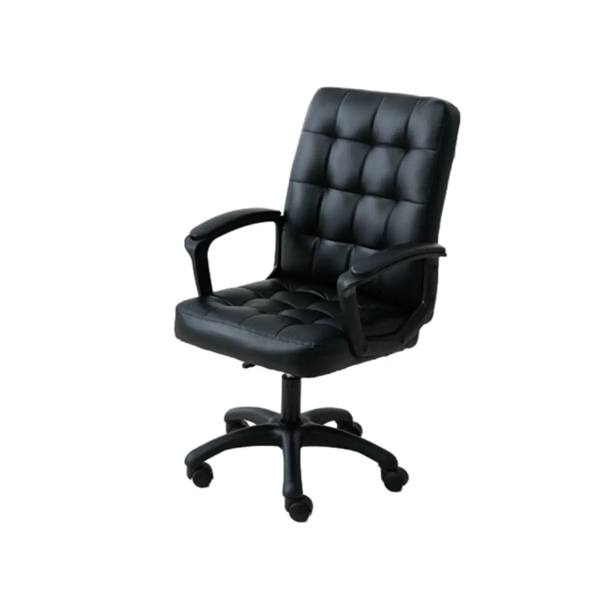 Trendy Ergonomic Leather Swivel Office Chair with Rollers Image - 10