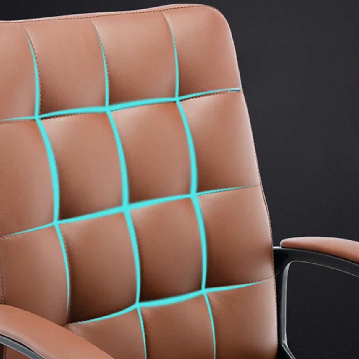 Trendy Ergonomic Leather Swivel Office Chair with Rollers Image - 11
