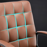 Trendy Ergonomic Leather Swivel Office Chair with Rollers Image - 11