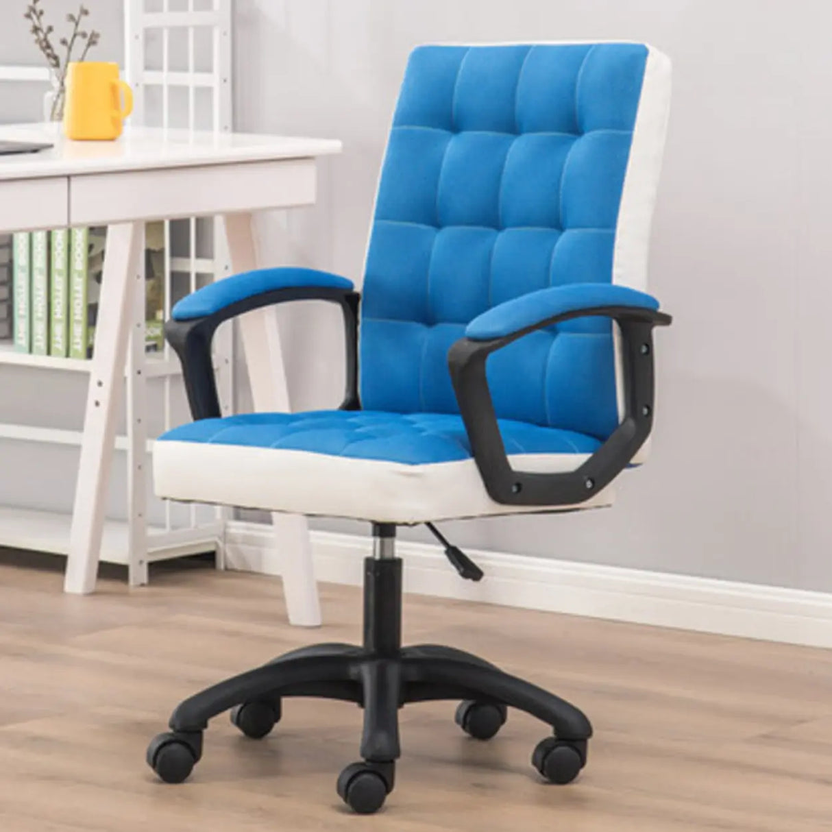 Trendy Ergonomic Leather Swivel Office Chair with Rollers Image - 17