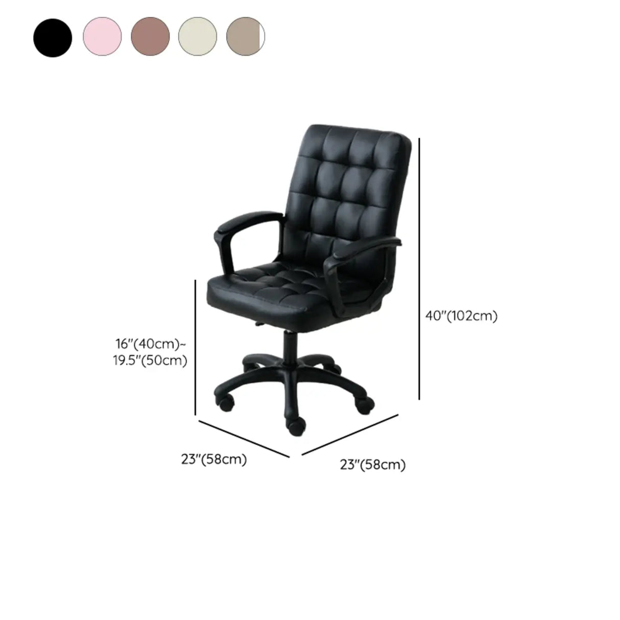 Trendy Ergonomic Leather Swivel Office Chair with Rollers Image - 22