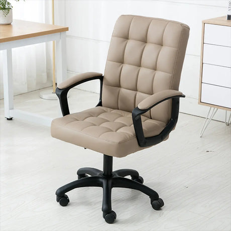 Trendy Ergonomic Leather Swivel Office Chair with Rollers Image - 20