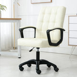 Trendy Ergonomic Leather Swivel Office Chair with Rollers Image - 8