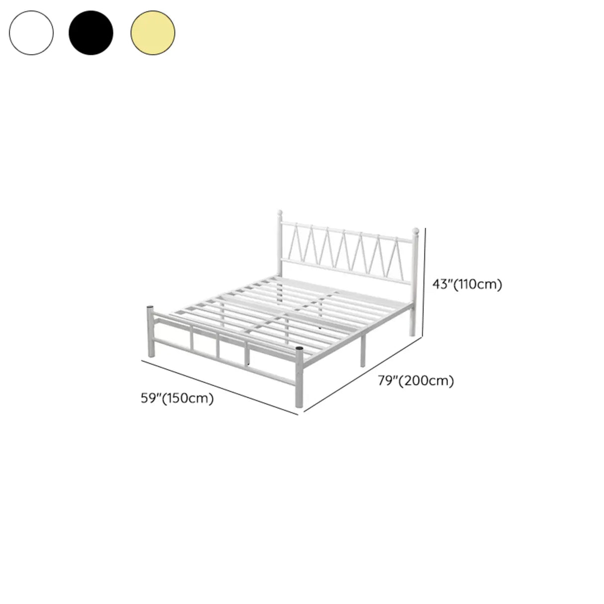 Trendy Gold Queen Open-Frame Metal Bed with Headboard Image - 12