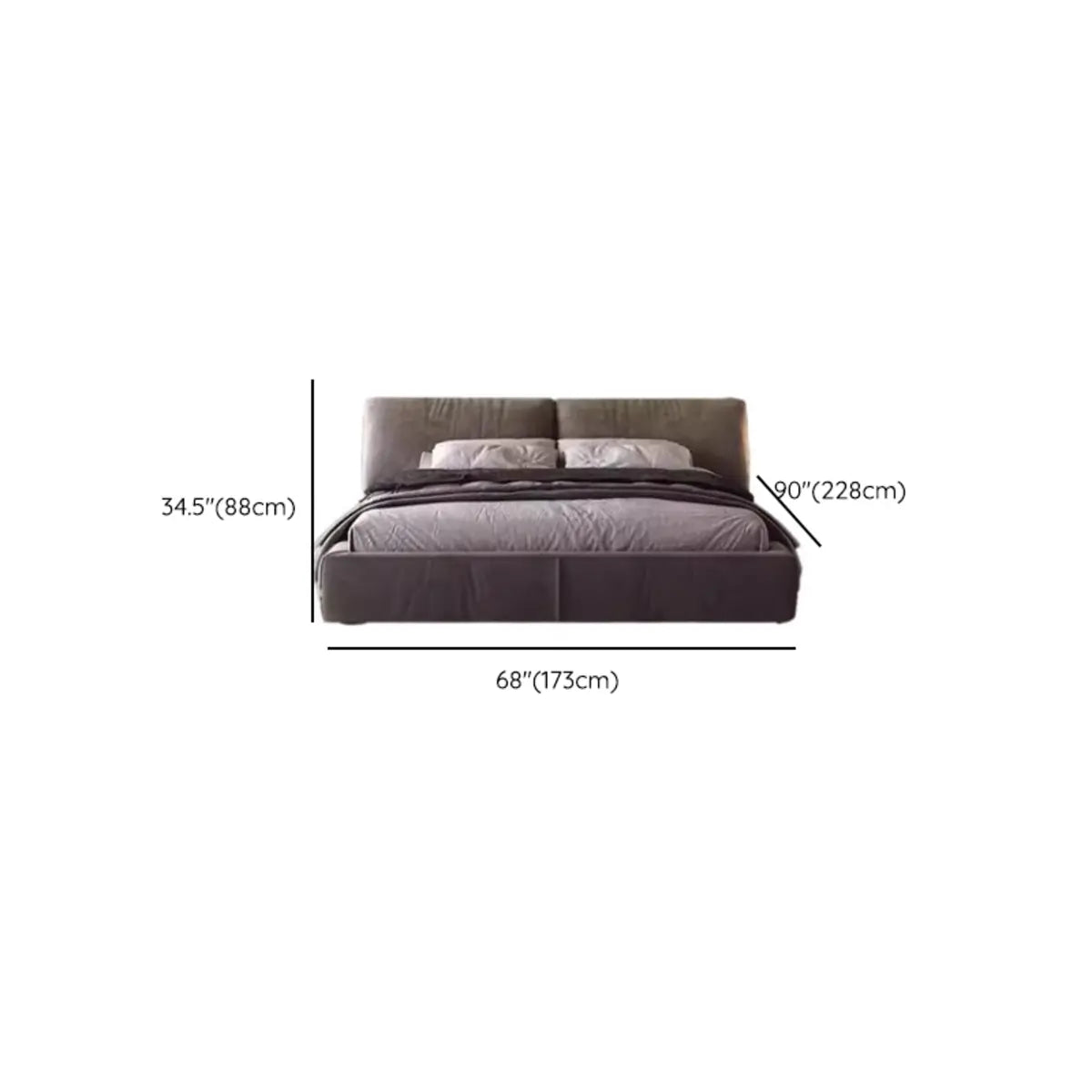 Trendy Grey King Headboard Velvet Upholstered Floor Bed 
