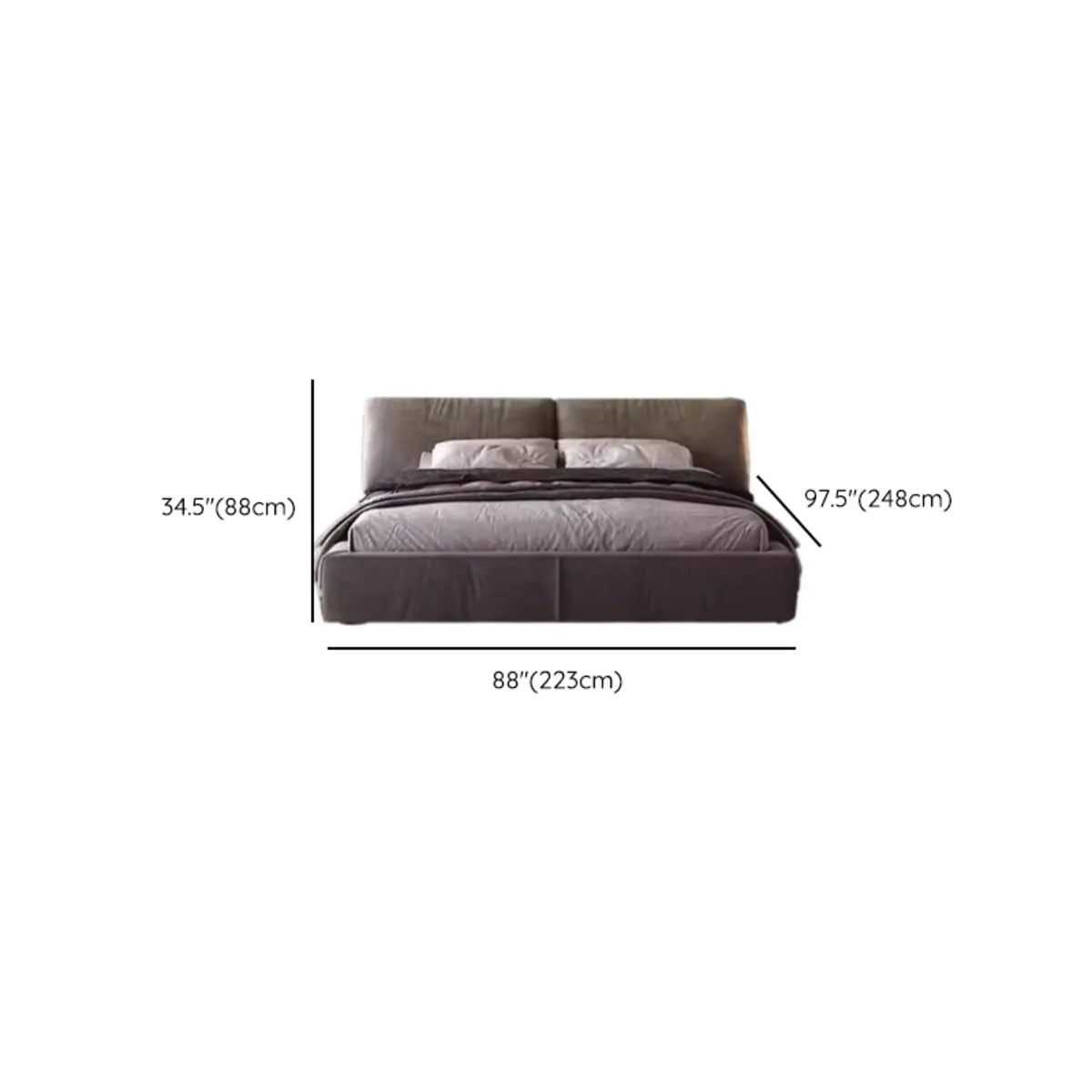 Trendy Grey King Headboard Velvet Upholstered Floor Bed Image - 12