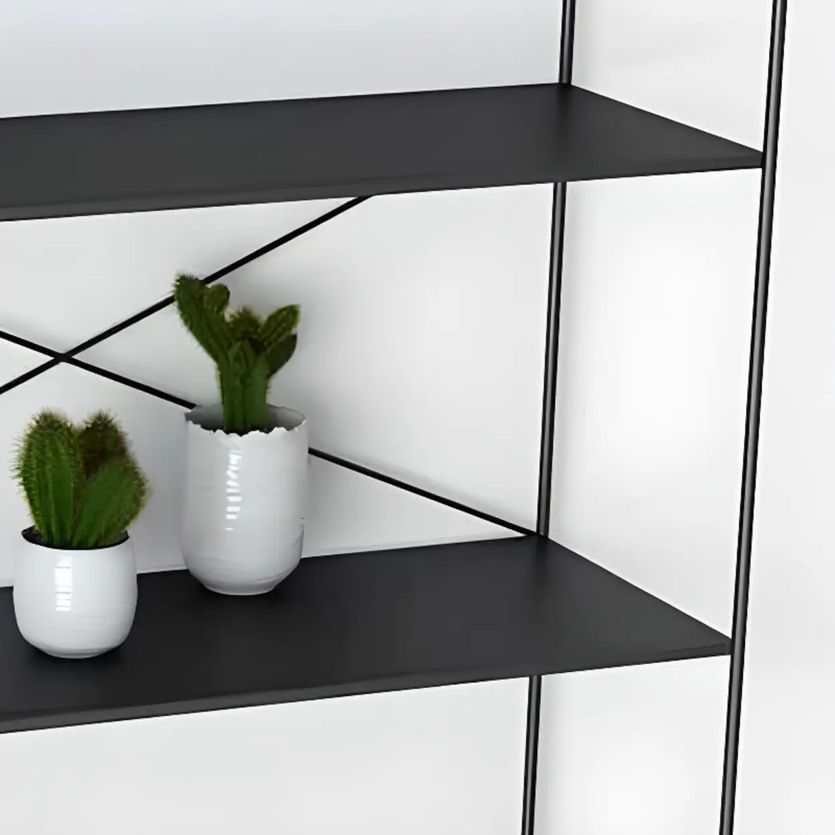 Trendy Iron Open Back Rectangular Display Bookshelf Image - 11