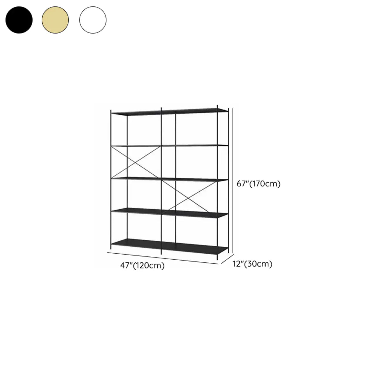Trendy Iron Open Back Rectangular Display Bookshelf Image - 22