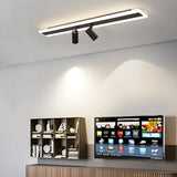 Trendy Large Black Track LED Flush Mount Light 4-Light Image - 2