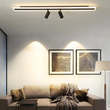 Trendy Large Black Track LED Flush Mount Light 4-Light Image - 5
