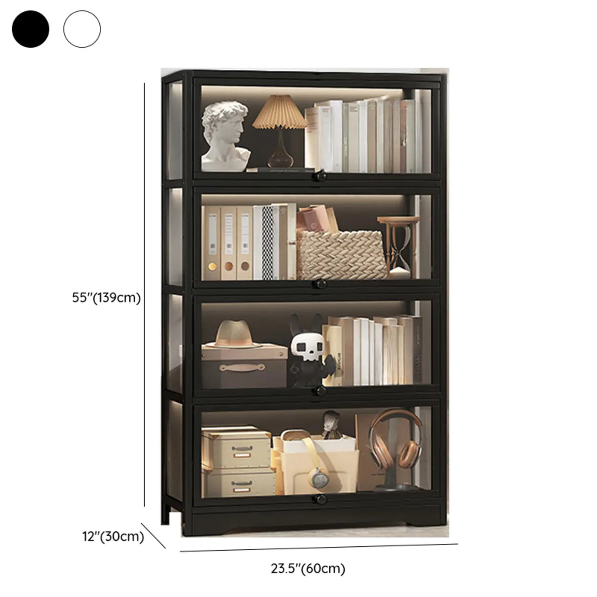 Trendy Metal Vertical Narrow Display Bookcase Black Image - 40