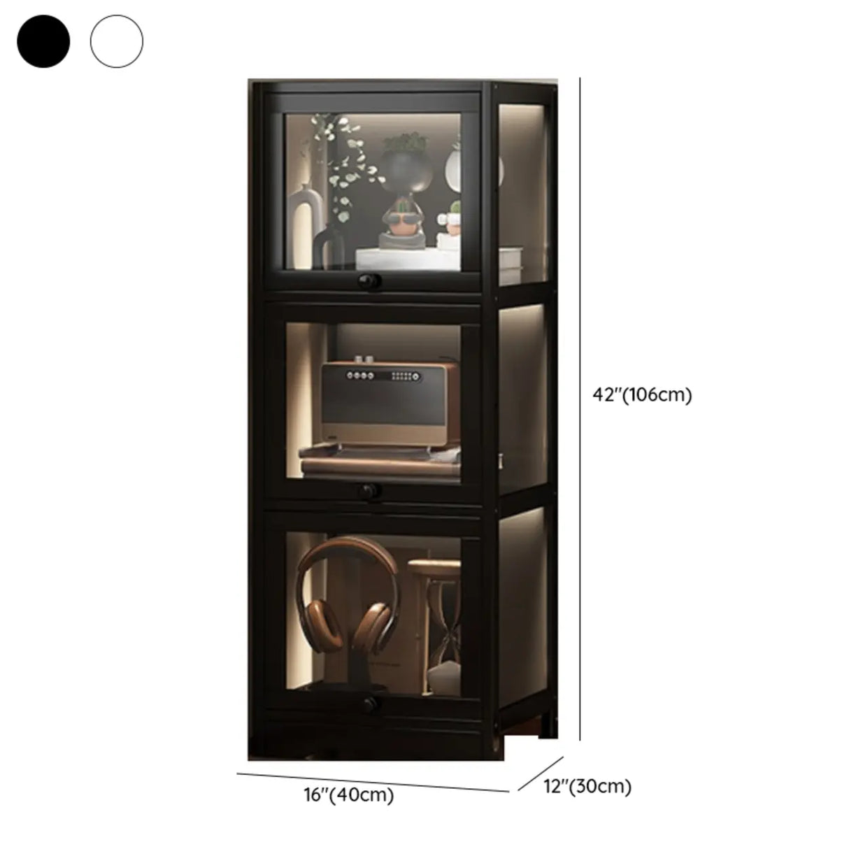 Trendy Metal Vertical Narrow Display Bookcase Black Image - 43