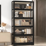 Trendy Metal Vertical Narrow Display Bookcase Black Image - 5