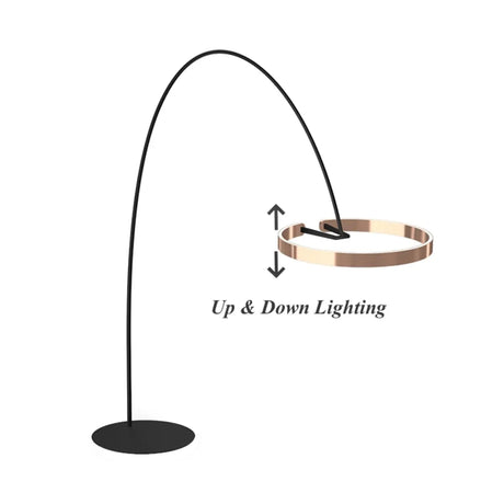 Trendy Modern Gold Circle and Arc Metal Floor Lamp Image - 2