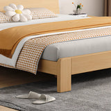 Trendy Natural Queen Headboard Wood Storage Panel Bed Image - 11