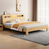 Trendy Natural Queen Headboard Wood Storage Panel Bed Image - 2