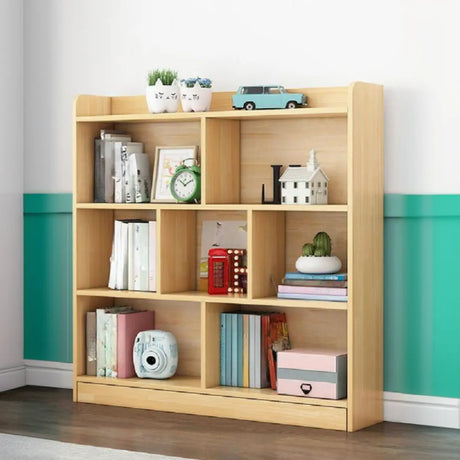 Trendy Natural Timber Rectangular Wide Storage Bookcase Image - 1