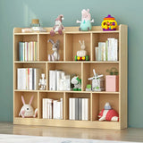 Trendy Natural Timber Rectangular Wide Storage Bookcase Image - 11
