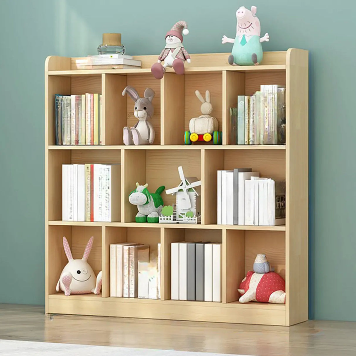 Trendy Natural Timber Rectangular Wide Storage Bookcase Image - 13