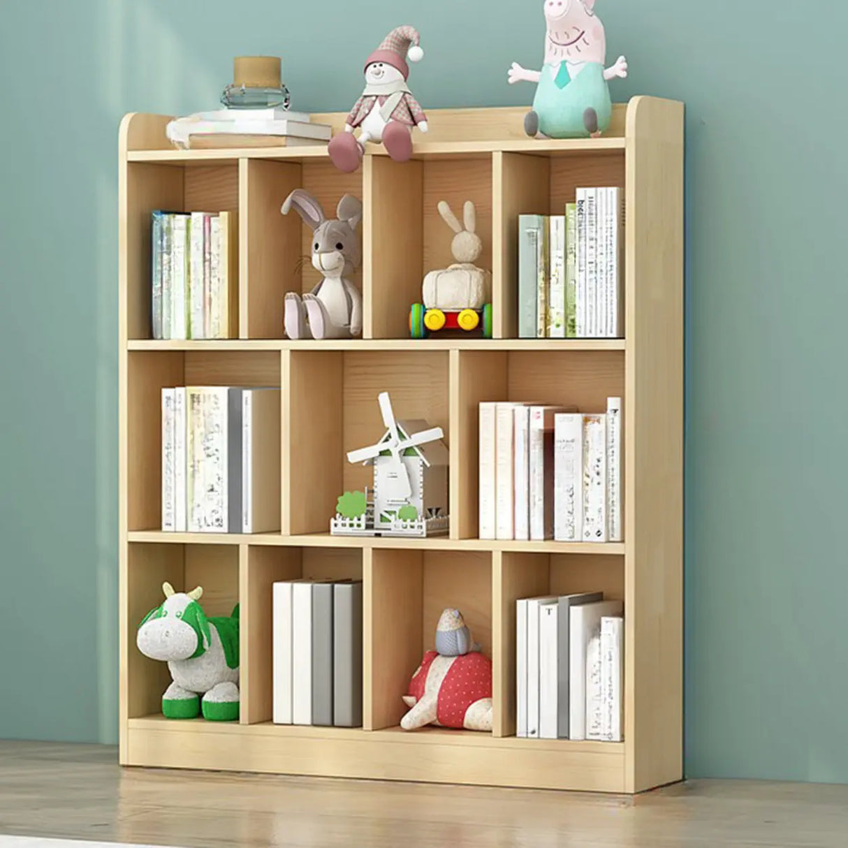 Trendy Natural Timber Rectangular Wide Storage Bookcase Image - 14