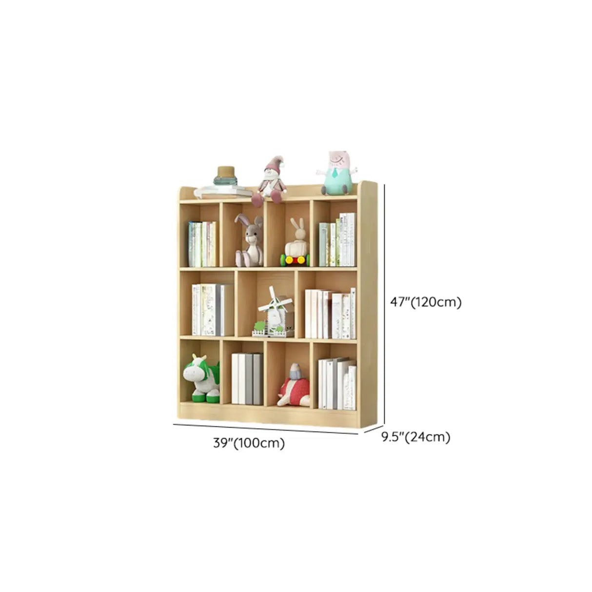 Trendy Natural Timber Rectangular Wide Storage Bookcase 