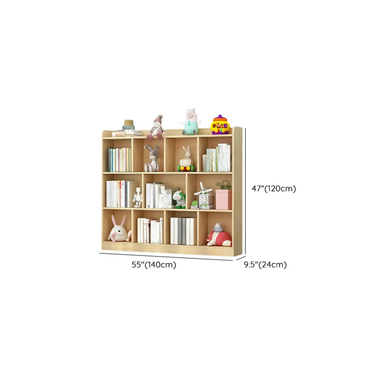Trendy Natural Timber Rectangular Wide Storage Bookcase Image - 16